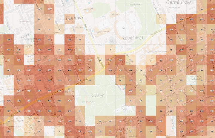 Mapa ČR 100x100 metrů